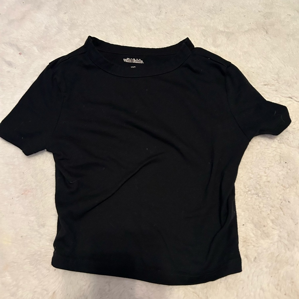 Wild Fable Black Crop Polo T-Shirt